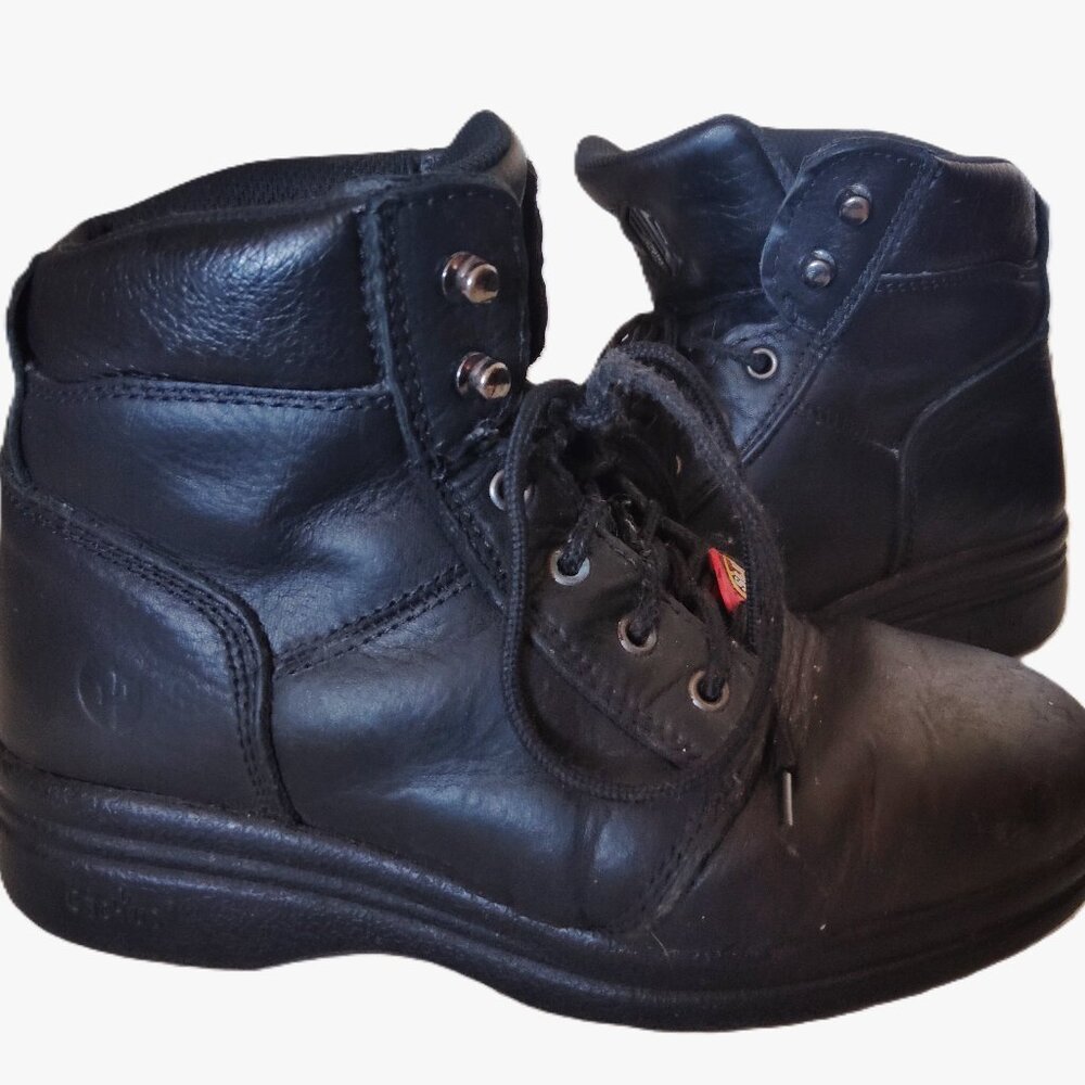CACTUS WORK BOOTS SLIP RESISTANT BLACK LEATHER MEMORY FOAM 6600 MENS SIZE 8